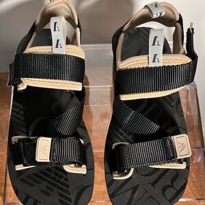 ARMANI Black and Beige Strappy Sandals!